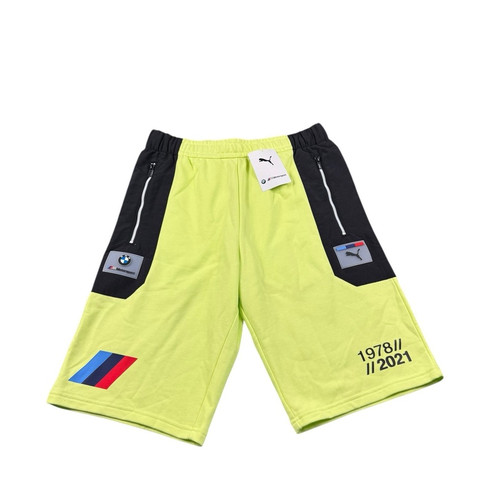 Puma BMW Motorsport Mens Street Sweat Shorts Yellow 599488-05 Small NWT